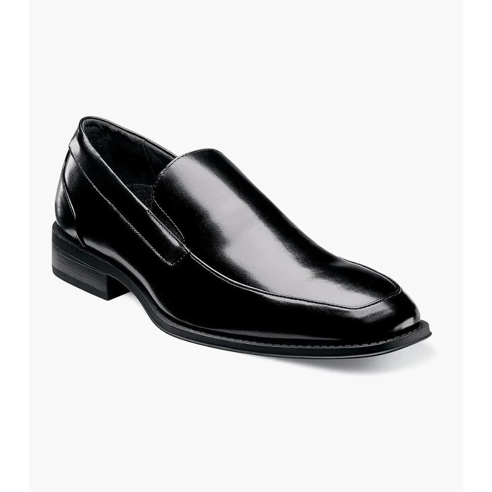 New Stacy Adams Black Leather Waverly Moc Toe Slip On